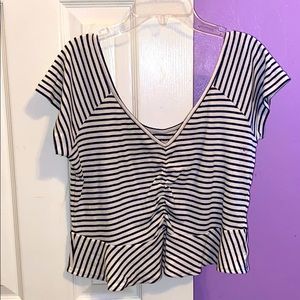 Navy and white stripped crop top